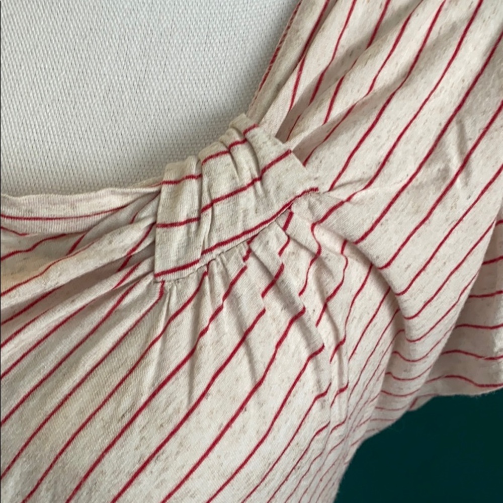 🥭(4 for $15) One Clothing Brand Cream and Red Stripes - Picture 3 of 7